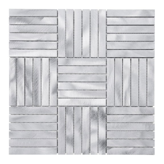 Modket TDH367AL Aluminum Metallic Metal Basketweave Parquet Mosaic Tile Kitchen Wall Backsplash