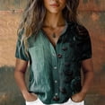 thumbnail image 4 of Womens Spring Summer Shirts Cotton Printed Fashion Casual Short Sleeve Shirts for Women, 4 of 4