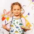 thumbnail image 2 of White Cartoon Dinosaurs Cacti Pattern Kids Aprons for Girls and Boys,Adjustable Neck Strap Toddler Aprons for Kids Cooking Baking, 2 of 3