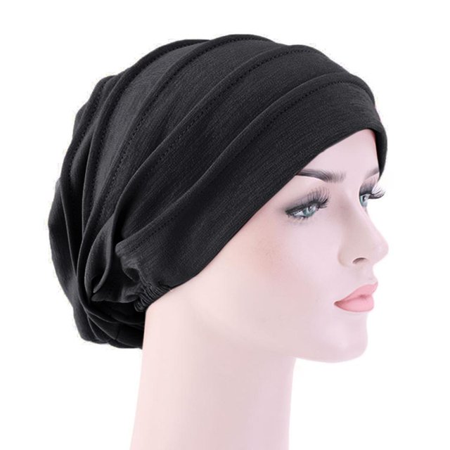mmirethe Bonnet de Nuit en Coton Doux et Extensible pour la Perte de Cheveux Noir 56-58cm 5Set