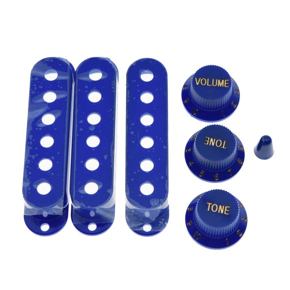 KAISH Blue ST Strat Pickup cubre perillas y tapa de punta de interruptor de 5 vías