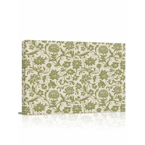 Green Floral Wall Art for Living Room, Canvas Picture Wall Decor for Bathroom Bedroom, Vintage Rustic Botanical Spring Painting Artwork for Office Kitchen Hallway Dining Room Home Decorations 12"x16"