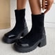 thumbnail image 2 of NECHOLOGY Botas Mujer Adulto Femenino Zapatos Botines de mujer Botas de tacón grueso con suela gruesa de gamuza de color sólido estilo británico a la moda para mujer (Black, 9), 2 of 7