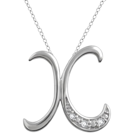 Arista Diamond Accent White "X" Initial Women's Pendant in Sterling Silver, 18"