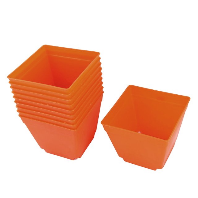 Maceta Cubeta Cubo Hueco De Plástico En Forma Cuadradas Con Soporte Para La Oficina Hogar Hoteles 4 X 4 Pulgada 10 Piezas naranja Unique Bargains