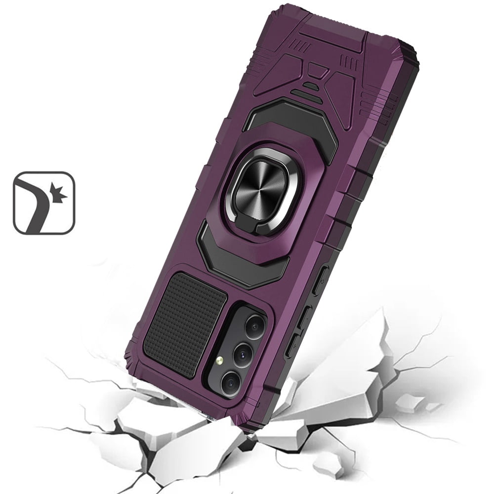 For TCL 50 XE 5G Hybrid Dual Layer with Rotate Magnetic Ring Stand Holder Kickstand, Rugged Shockproof Cover ,Xpm Phone Case [ Purple ]