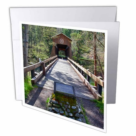 3dRose OR, McKee Covered Bridge, Applegate River - US38 JWI0424 - Jamie and Judy Wild, Greeting Cards, 6 x 6 inches, set of 12