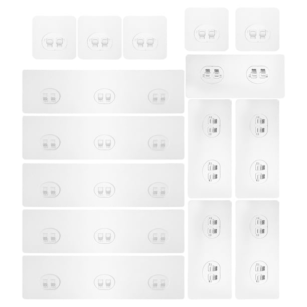 15 soportes adhesivos para estantes, ganchos para tabiques y armarios.