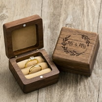 Wood Ring Box, Portable Jewelry Box, Handcrafted Walnut Wood Ring Box for Proposal Engagement Wedding Ceremony Ring Storage