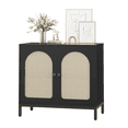 thumbnail image 1 of Bingirl Buffet Cabinet with Storage Kitchen Sideboard Console Table Adjustable Shelf Two-Door Rattan Accent Cabinet with Arch Carving for Living Room Hallway Dining Room Black, 1 of 7