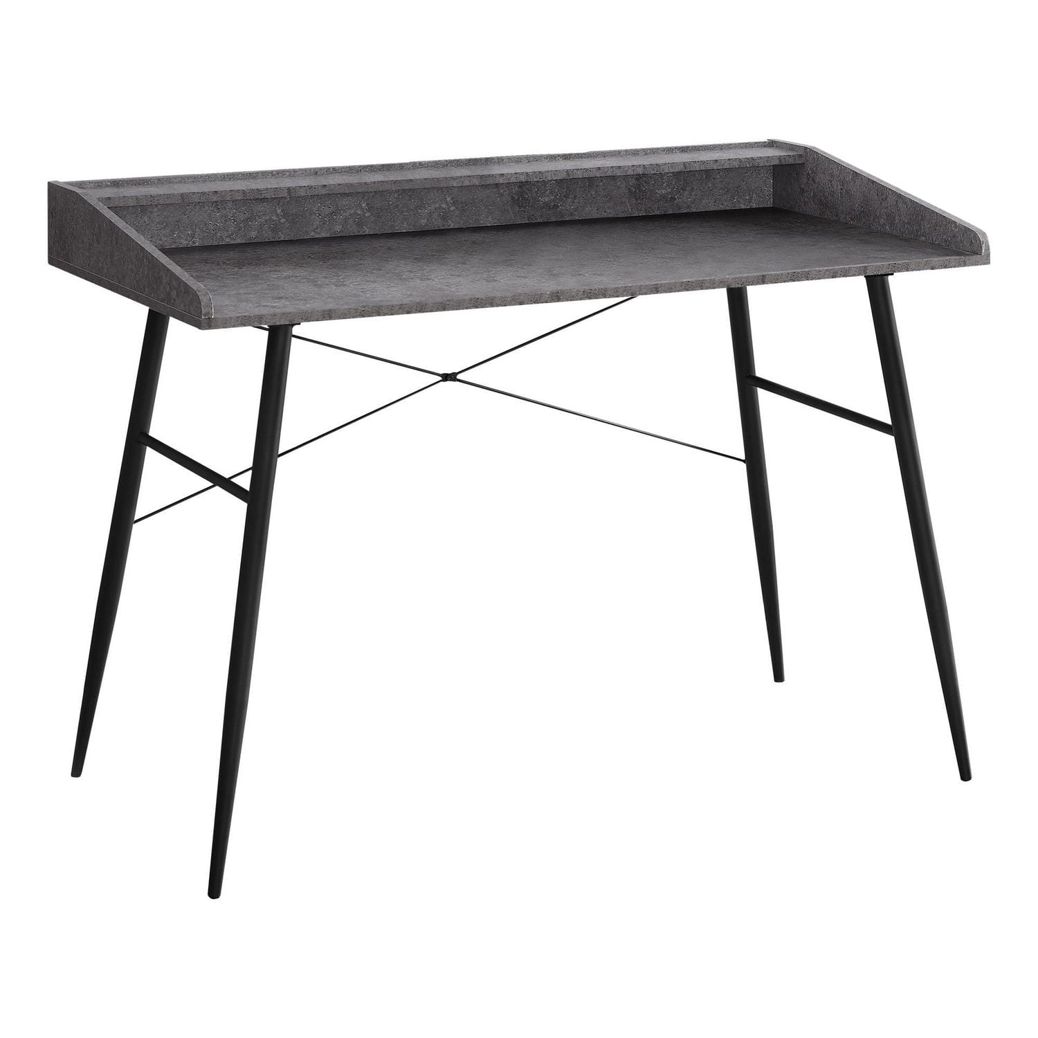 Monarch Specialties Computer Desk, Home Office, Laptop, Storage Shelves, 48"l, Work, Metal, Laminate, Grey, Black, Contemporary, Modern