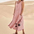 thumbnail image 2 of gakvbuo Summer Tank Dress For Women Maxi Dress Sundress Linen Dress Women's Summer Casual Solid Color Sleeveless Round Neck Pocket Dress Skirt, 2 of 6