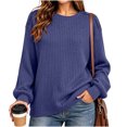 thumbnail image 2 of Yeaiivve Womens Long Sleeve Ribbed Knit Blouse Crew Neck Button Shoulder Pullover Sweaters Dressy Business Work Knitted Shirts 2026 Fall Fashion Clothes M Purple, 2 of 8