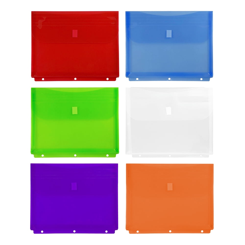 JAM Paper Plastic 3, Hole Envelopes, 8.6x11.5x1, 12/Pack, Assorted, 1 Inch Expansion