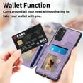 thumbnail image 6 of Allytech Samsung Galaxy S20 FE Case Wallet, S20 FE 5G Case, S20 FE 2022 Case, RFID Blocking Multiple Cards Slots Ring Holder Stand Shockproof Protective Hand Wrist Wallet Case Cover - Purple, 6 of 11