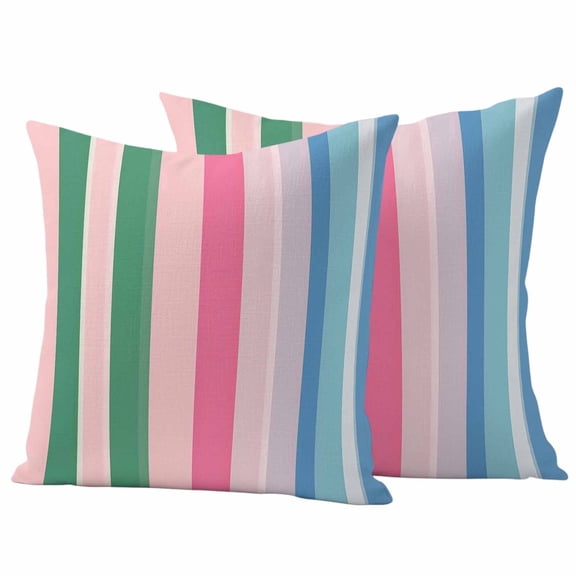 2 Pack Outdoor Waterproof Throw Pillow Covers,Abstract Watercolor Vertical Lines Decorative Square Patio Pillowcases for Chair Couch Sofa 16x16in