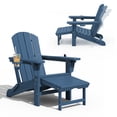 thumbnail image 5 of LOYALICE Folding Adjustable Adirondack Chair with Retractable Ottoman, HDPE Weatherproof Outdoor Chair With Double Cup Holder, Navy, 5 of 11