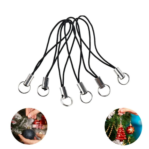 100Pack Black Lanyard Cell Phone Split Ring Strap,QZS Lariat Lanyard Charms Pendant Clasp for Office,Indoor and Outdoor