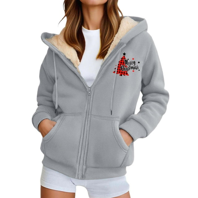 WILLBEST Sudadera de Mujer de Invierno Informal con Cremallera y Capucha Estampada Sudadera Suave y Cálida para Deportes Al Aire Libre Y XXX-Grande