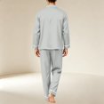 thumbnail image 6 of Iaqnaocc Mens Pajamas Set Soft Comfort Two Piece Set Long Sleeve Button Down Shirts and Pants Breathable Pjs Sets Light Gray XL, 6 of 6
