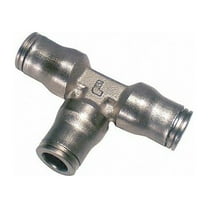 Legris Push-Fit Tee Fitting, 5/32 in Tube Size, Brass, Silver 3604 04 00