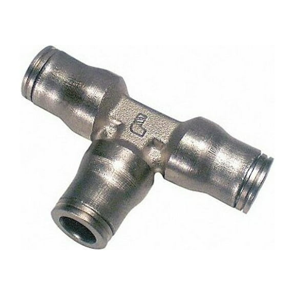 Legris Push-Fit Tee Fitting, 5/32 in Tube Size, Brass, Silver 3604 04 00