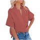 thumbnail image 2 of Fiudx Ofertas y Liquidaciones Moda Mujer Casual Botón Sólido Blusa Manga Corta Camiseta Verano Tops, 2 of 7