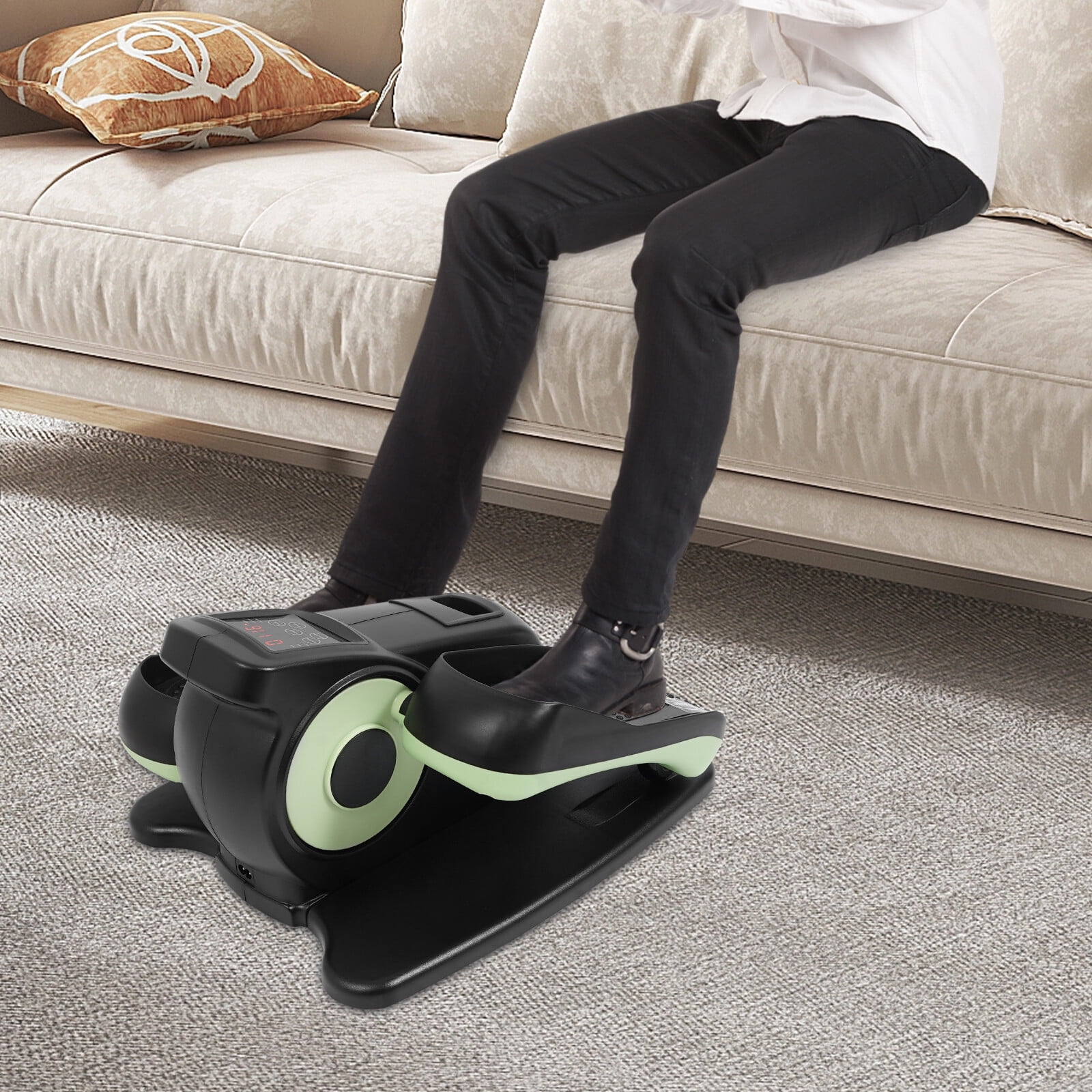 60W Under Desk Elliptical Machine Adjustable Speed Electric Seated Pedal Exerciser Portable Leg Exerciser While Sitting for Seniors with Display Monitor and Remote Control