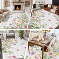 thumbnail image 5 of Large Area Rugs for Living Room Bedroom, Pink Purple Flower 8'x10' Rug Washable Carpet Runner Indoor Outdoor, Spring Country Floral Leaf Grey Plaid Non Slip Floor Mats Rug for Kitchen, Patio, 5 of 8