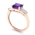 thumbnail image 2 of 1.62 ctw 3 Stone Anniversary Ring for Women | Square Emerald Cut Natural Amethyst | Hyperallergenic Solid 18K Rose Gold, 2 of 5