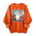 thumbnail image 3 of DDAPJ pyju Halloween Ghost Sweatshirt for Women 2025 Fall Pumpkin Graphic Pullover Spooky Season Sweatshirts Casual Stylish Fall Tops I-Orange XL, 3 of 5
