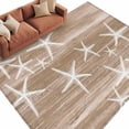 thumbnail image 2 of Rectangle Area Rugs 5 x 8 Ft, Brown Coastal Non-Slip Residential Carpet, Summer Ocean Waves Ombre Sea Starfish Indoor Crawling Mats Runner Rugs for Living Room/Dining Room/Bedroom, 2 of 9