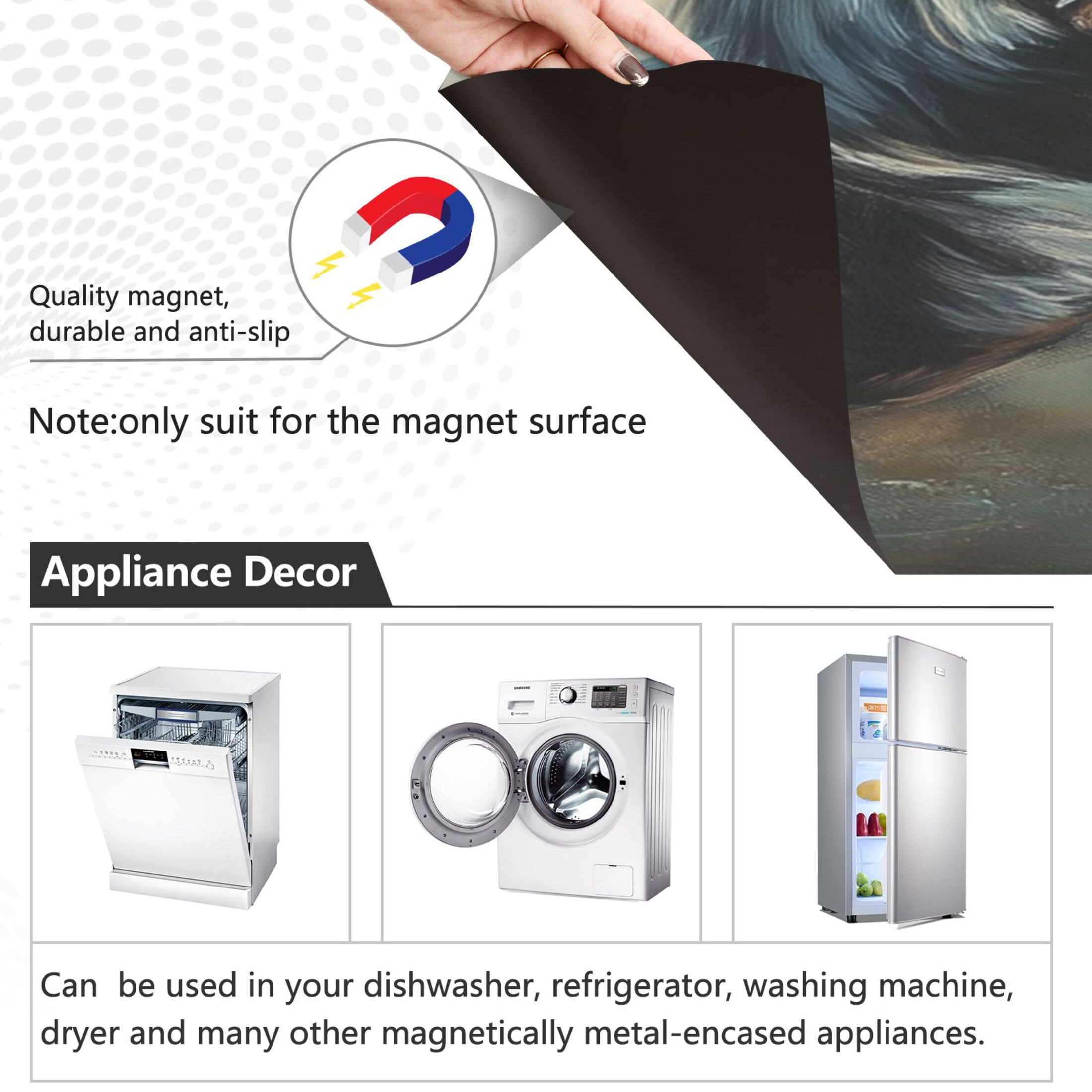Dishwasher Magnetic Sticker 23x26 Inch Refrigerator Magnetic Sticker Washing Machine Magnetic Sticker Kitchen Panel Magnetic Sticker Home Decor Black Pretty Dog