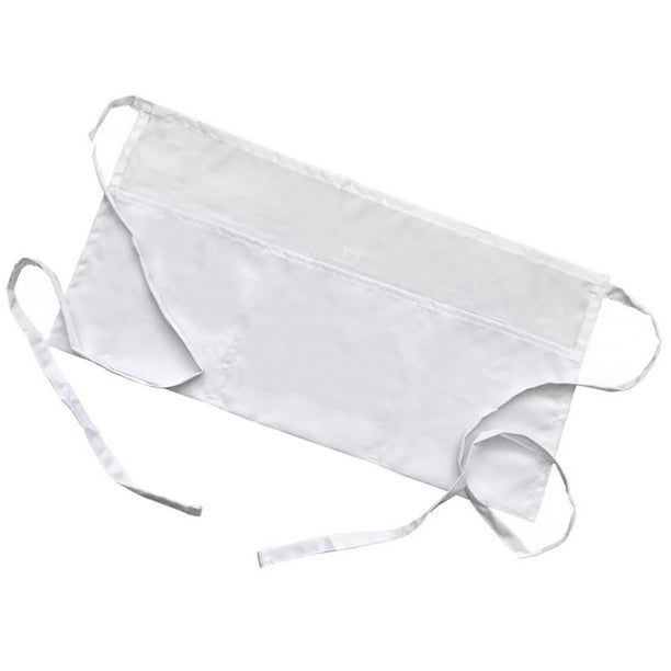 Delantales de chef de trabajo de media longitud, delantal de cocina, delantal de cocina, fácil de limpiar, lavable para Blanco