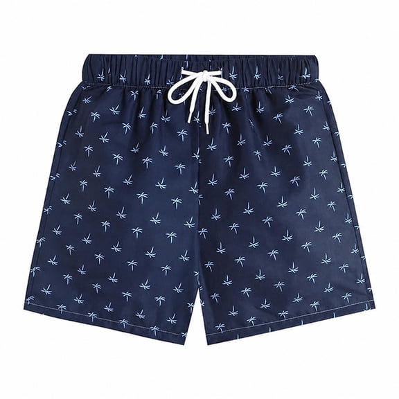 XIAONU Tree Print Shorts for Men Elastic Waist Casual Wear Boardshorts