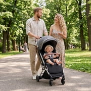 INFANS Travel Stroller, Lightweight Compact Baby Stroller for Airplane with One-Hand Fold, Multi-Position Recline, Canopy, 4 Wheel Suspension, Storage Basket