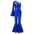 thumbnail image 3 of vastwit Kids Girls One Shoulder Flared Jumpsuit with Sequins Fancy Romper Disco Dance Party Outfit Royal Blue 14, 3 of 7