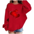thumbnail image 1 of Girls Red Heart Print Sweatshirt, Valentine Oversized Crew Neck, Stretchy 95% Polyester 5% Spandex Cute Romantic Top for 3-16 Years (Sizes 90-160),Size 2-3 T, 1 of 4