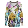 thumbnail image 4 of Gravity Falls Womens T Shirts V Neck Long Sleeve Tops Causal Loose Summer T-Shirts 4XL, 4 of 7