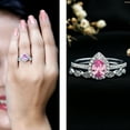 thumbnail image 3 of Rosec Jewels Lab Grown Pink Sapphire Ring Set with Diamond for Women, Designer Ring Set, 14K White Gold, US 10.00, 3 of 9