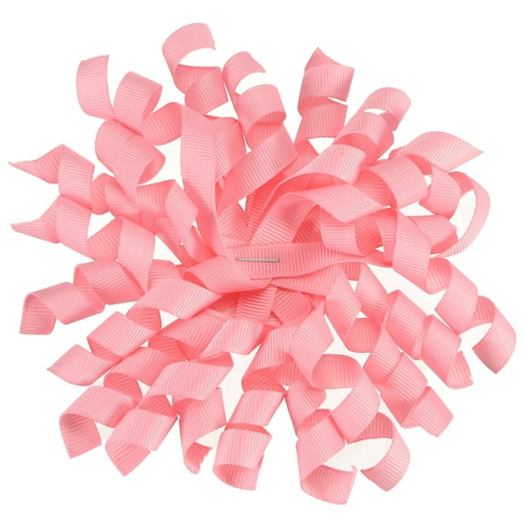 Uxcell 4 Inch Grosgrain Curly Bows for Gift Wrapping Self-Adhesive Curly Ribbon Twist Tie Bows Light Pink 6 Pcs