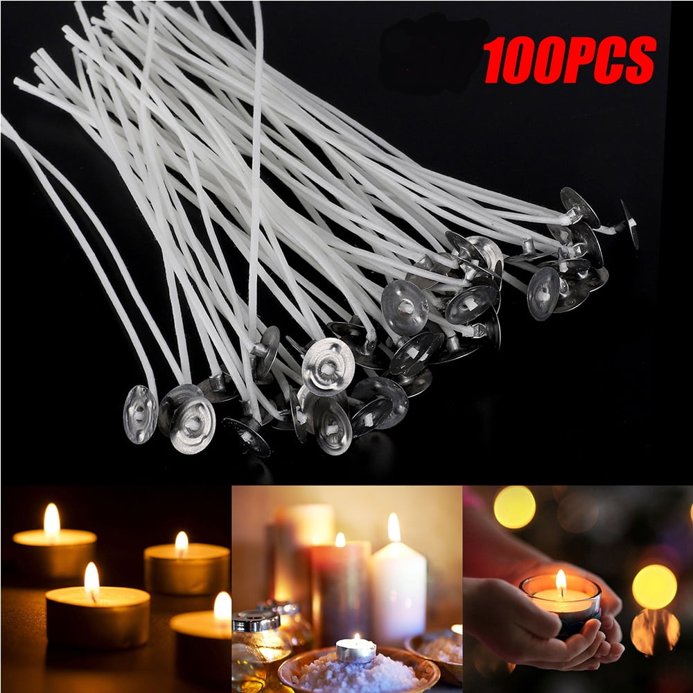 White Cotton Making Candles for Home and DIY Candle Wicks 20 Pcs 10cm Long Includes 1 Piece Centering Stainless Wick Holder 