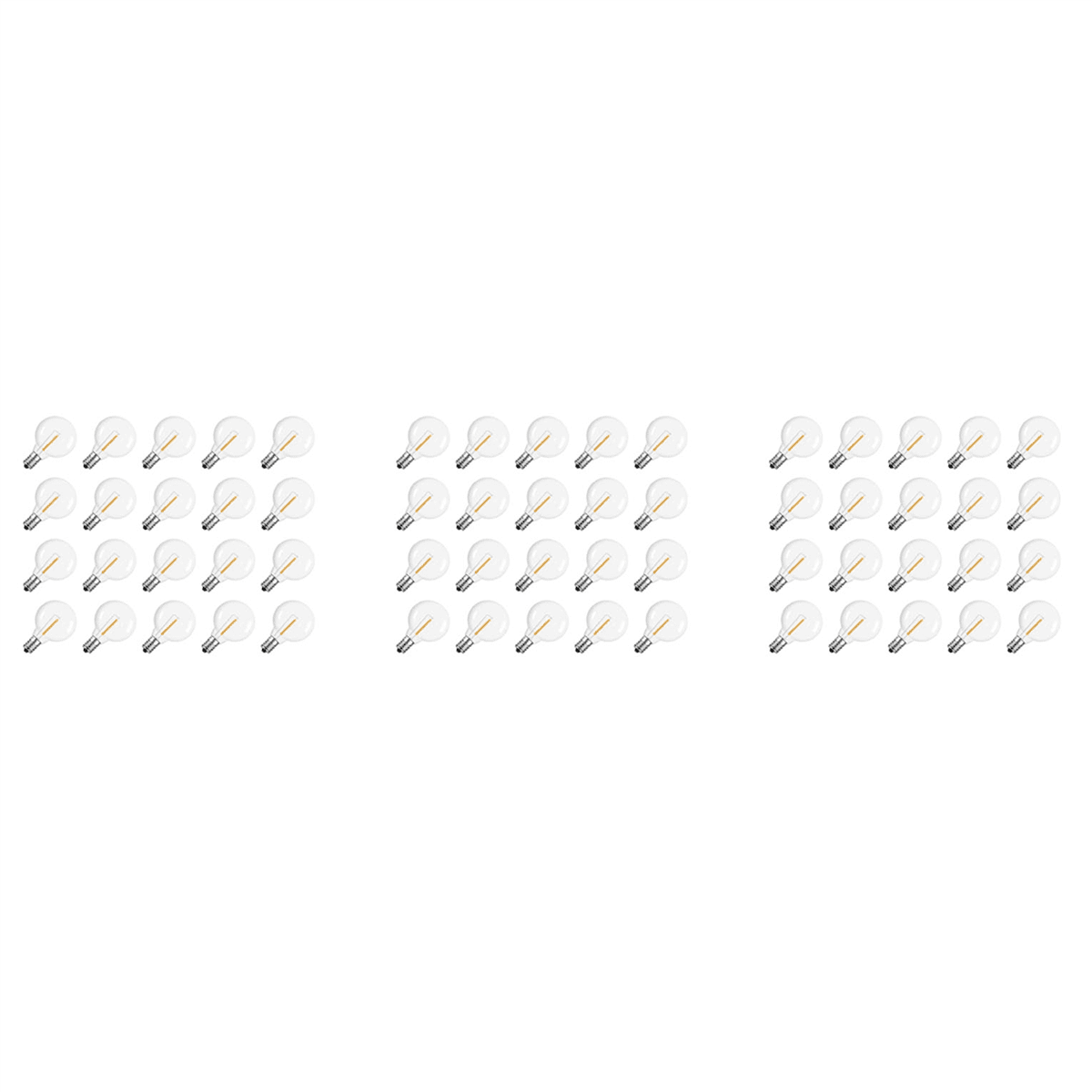 60 Pcs G40 LED Replacement Light Bulbs E12 Screw Base Shatterproof LED Globe Bulbs for Solar String Lights Warm,60 x G40 light bulbs,Clear