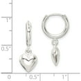 thumbnail image 4 of Sterling Silver Polished Puff Heart Dangle Hoop Earrings (25 X 25) Made In India qe7047, 4 of 5