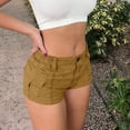 thumbnail image 2 of BLVB Women's Mini Cargo Shorts Elastic Waist Low Rise Slim Fitted Vintage Streetwear Summer Casual Chino Shorts, 2 of 5