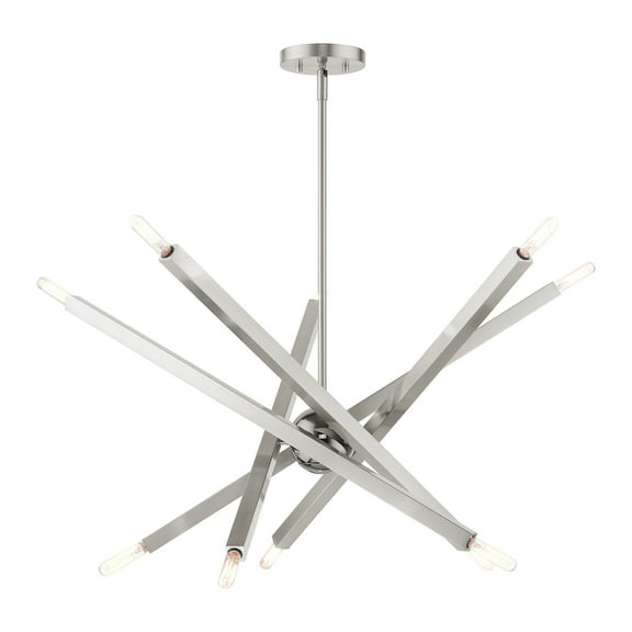 46986-91 Livex Lighting Moco - 10 Light Chandelier in Modern Style - 32 Inches wide by 22.75 Inches high-Brushed Nickel Finish    -Traditional