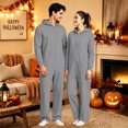 thumbnail image 2 of Unisex Adult Hooded One Piece Jumpsuit,Full Zip Long Sleeve Casual Onesie Halloween Pajamas for Loungewear Home Sleepwear for Men Women, 2 of 8