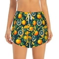 thumbnail image 2 of Yiaed Fresh Orange Print Women's Running Shorts with Liner 3 Zipper Pockets Elastic Workout Athletic Gym Yoga Shorts-Large, 2 of 7