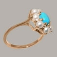 thumbnail image 3 of LBG British Made 9k Rose Gold Natural Turquoise & Cultured Pearl Womens Anniversary Ring - 33 size options - Size 10.25, 3 of 6