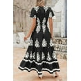 thumbnail image 3 of PRETTYGARDEN Womens Summer Casual V Neck Boho Maxi Dress Flowy Aline Bell Sleeve Tiered Floral Dresses with Pocket, 3 of 8